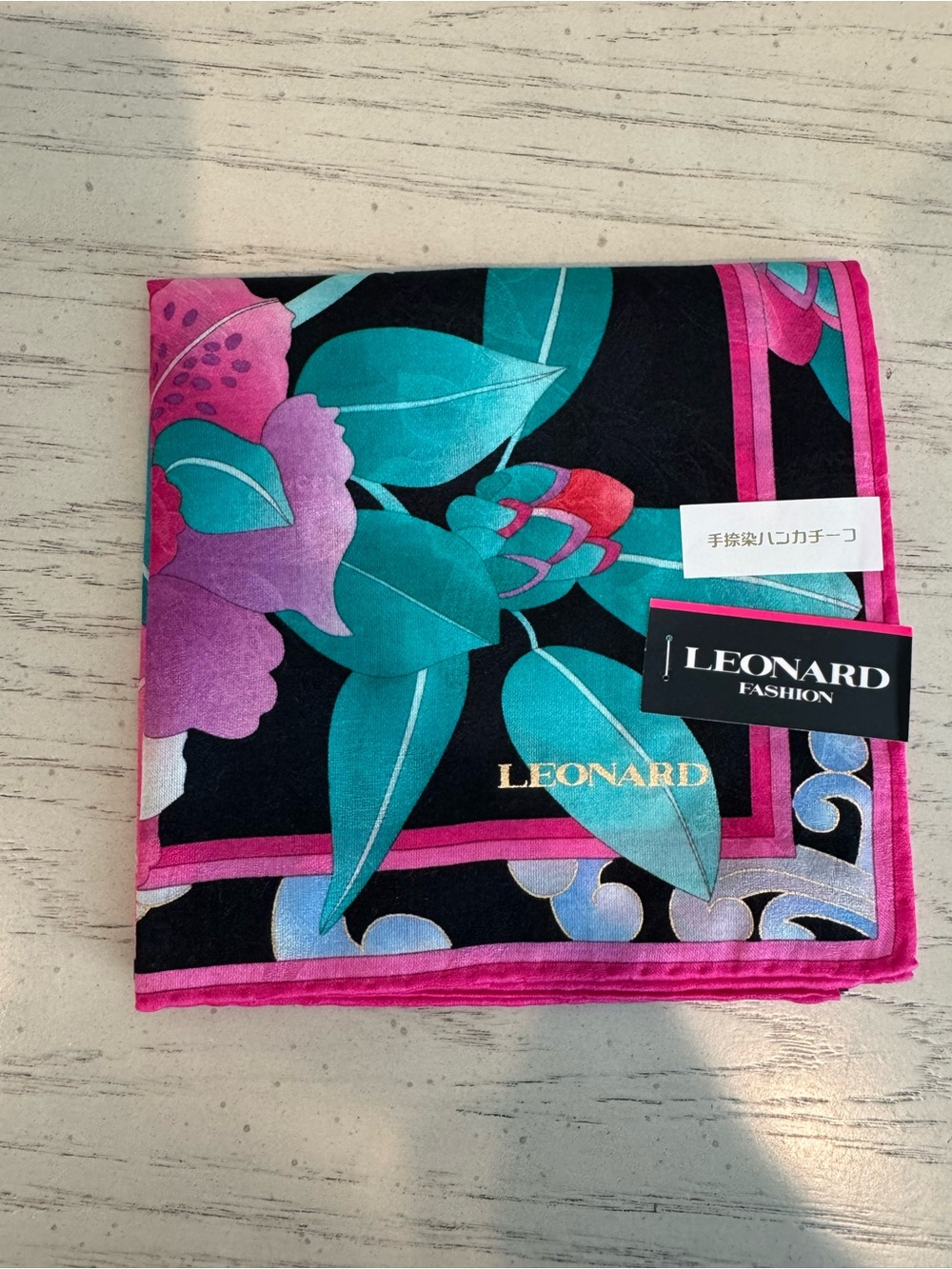 LEONARD Pink & Teal Floral Scarf